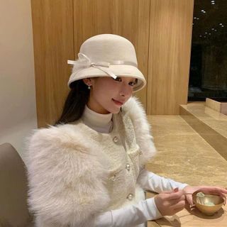 Mũ dạ dáng tiểu thư hình NƠ NHỎ form cứng cáp dành cho nữ Phong Cách Hàn Quốc Form Unisex phù hợp đi chơi, dạo phố, du lịch