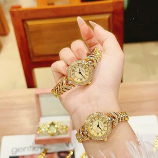 Set đồng hồ nữ phối trang sức đính đá vàng sang trọng Gossie – Set Phượng Hoàng Ánh Dương