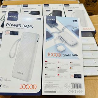 Sạc dự phòng Sendem PK66 10000mah, có đèn pin tích hợp 4 dây sạc ( Có VAT )