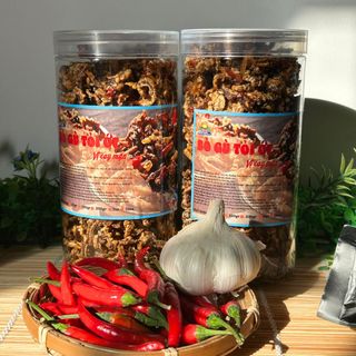 [Vị tỏi ớt cay mặn] Hũ 150gr Bò gù rim tỏi ớt, bao tử cá ngừ sấy khô giòn vị cay mặn-Nông Sản Dũng Ca