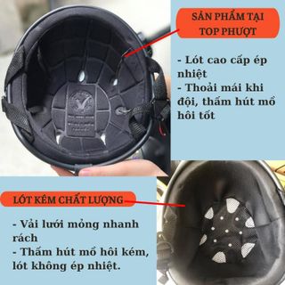 Mũ Bảo Hiểm Nửa Đầu 1/2 Màu Trơn Kèm Kính Phi Công Và KíNh Uv Xốp Ép Nhiệt - Khóa Đỏ Pull Cao Cấp