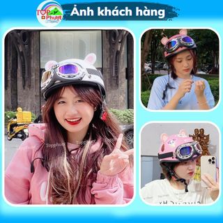 Mũ Bảo Hiểm Nửa Đầu 1/2 Màu Trơn Kèm Kính Phi Công Và KíNh Uv Xốp Ép Nhiệt - Khóa Đỏ Pull Cao Cấp