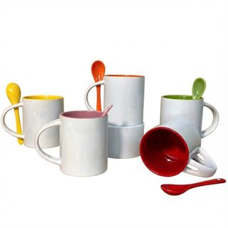 Ly Sứ Lòng Màu Kèm Muỗng 350ml – In Hình, In Logo Theo Yêu Cầu