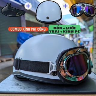 Mũ Bảo Hiểm Nửa Đầu 1/2 Nam Nữ Sơn Đủ Màu Kèm Kính Phi Công UV - Xu Hướng Mới - Hàng Tốt - Giá Rẻ