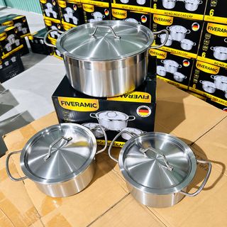 BỘ 3 NỒI INOX FIVERAMIC CÓ QUAI CAO CẤP