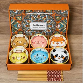 BỘ 6 CHÉN KÈM ĐŨA QUÀ TẶNG HÌNH THÚ (T24)
