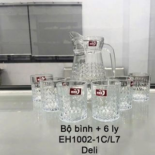 BỘ BÌNH THỦY TINH KÈM 6 LY CAO CẤP DELI EH1002-1CL7 (T6)