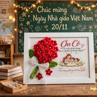 Khung Tranh Kẽm Nhung - Ơn Cô - Ơn thầy