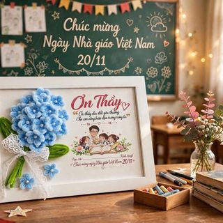 Khung Tranh Kẽm Nhung - Ơn Cô - Ơn thầy