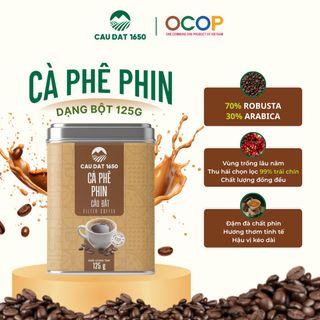 Cà Phê Phin Bột Cầu Đất Hộp Thiếc 125g - Dạng Bột