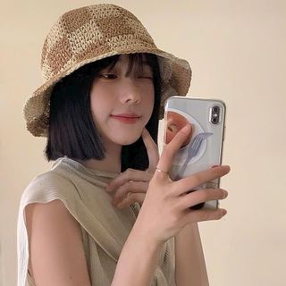 Mũ cối mềm hoạ tiết phối caro màu