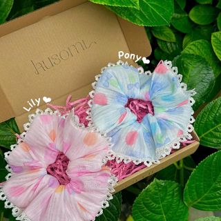 BST Cột tóc Scrunchies kẹo ngọt Voan Xốp, 16 cm bồng bềnh
