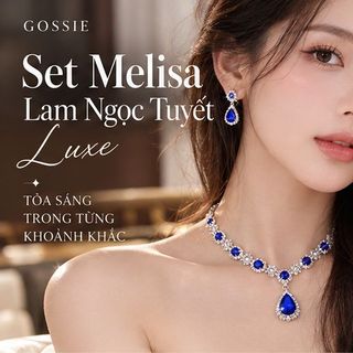 Set đồng hồ nữ dây da trắng phối trang sức Lam Ngọc xanh sang trọng Gossie – Set Melisa Lam Ngọc Tuyết Luxe