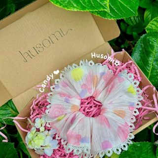 BST Cột tóc Scrunchies kẹo ngọt Voan Xốp, 16 cm bồng bềnh
