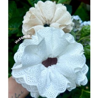 Cột tóc Scrunchies VẢI HOẠ TIẾT  size 15cm,  4 lớp xinh xắn bồng bềnh