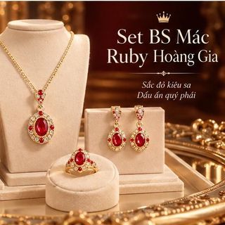 Set đồng hồ nữ phối trang sức Ruby đỏ 4 món sang trọng Gossie – Set BS Mác Ruby Hoàng Gia