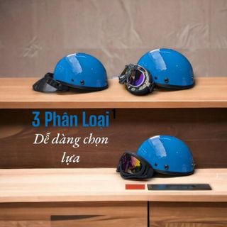 Combo Mũ Bảo Hiểm Nửa Đầu 1/2 Nam Nữ Sơn Đủ Màu Kèm Kính Phi Công UV - Xu Hướng Mới - Hàng Tốt - Giá Rẻ
