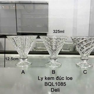 LY KEM THUỶ TINH ĐÚC LOE 325ml DELI BQL1085 (A,B,C-T48)