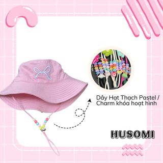 Mũ Bucket Nữ thêu HÌNH NƠ (Dây Có Thể Tháo Rời) Chất Liệu Kaki Phong Cách Hàn Quốc Form Unisex phù hợp đi chơi, dạo phố, du lịch
