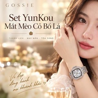 Set đồng hồ nữ dây Mâm Xôi phối trang sức mắt mèo cỏ bốn lá Gossie – Set Yunkou Mâm Xôi Mắt Mèo Cỏ Bốn Lá