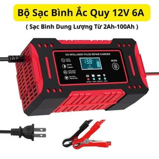 BỘ SẠC BÌNH ẮC QUY THÔNG MINH 12V-6A TỰ ĐỘNG NGẮT KHI ĐẦY VÀ PHỤC HỒI BÌNH CHO XE Ô TÔ, XE MÁY (T50)