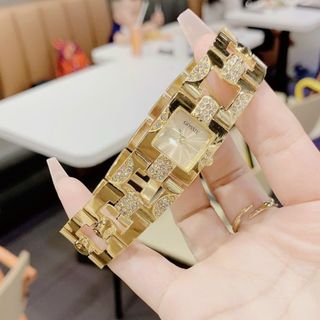 Set đồng hồ nữ xích vuông phối trang sức Ruby đỏ 4 món sang trọng Gossie – Set Xích Vuông Ruby Đỏ