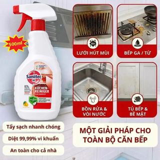 Chai xịt bọt tẩy dầu mỡ nhà bếp Saniitec Küchen-Reiniger