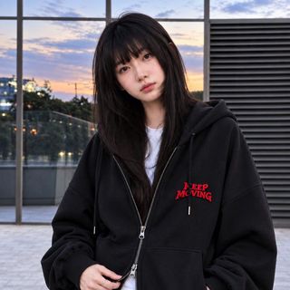 ÁO KHOÁC HOODIE ZIP KEEP MOVING THÊU XÙ