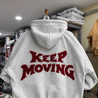 ÁO KHOÁC HOODIE ZIP KEEP MOVING THÊU XÙ