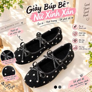 GIÀY BÚP BÊ 801 – NƠ XINH CHẤM BI, PHONG CÁCH TIỂU THƯ NGỌT NGÀO!