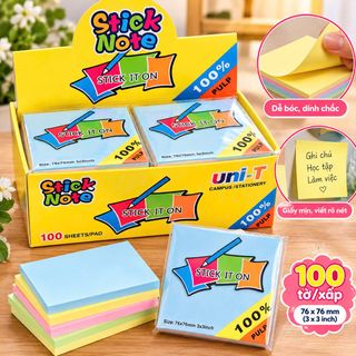 GÓI 100 TỜ GIẤY NOTE MÀU  SIZE (7.6x7.6)cm