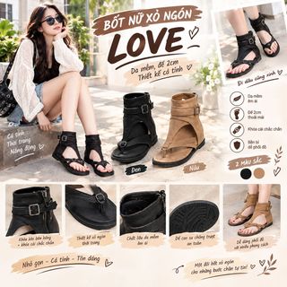 BỐT NỮ XỎ NGÓN LOVE – DA MỀM, ĐẾ 2CM, THIẾT KẾ CÁ TÍNH