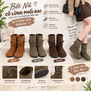 ✨ BỐT NỮ OLIU X4 – DA PHỐI VẢI ĐỘC ĐÁO, ĐẾ 2CM THANH LỊCH