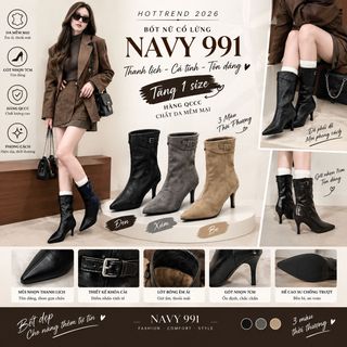 👢 BỐT NỮ NAVY 991 – GÓT NHỌN 7CM, DÁNG SANG CHẢNH, TÔN NÉT NỮ TÍNH