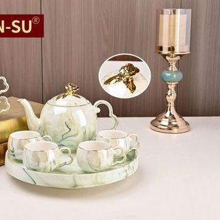 Bộ Ấm Chén Vân Đá Khay Tròn J15D-7 ( THÙNG 12B )