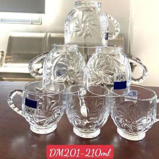BỘ 6 LY THUỶ TINH CÓ QUAI 210ml DIAMONDS DM201 (T12)