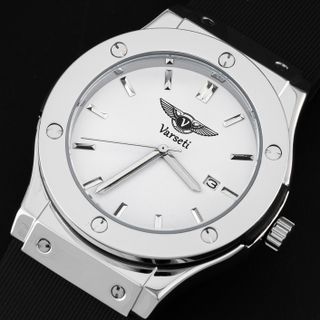 [ MS STORE x DQN ] M257 – Đồng hồ pin Varseti Quartz nam dây cao su – Mặt trắng tối giản, lịch ngày 3h – Viền thép trơn kết hợp vít trang trí, phong cách thể thao doanh nhân hiện đại