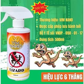 Chai Xịt Đuổi Thạch Sùng, Thằn Lằn Vim Lizard Nano 500ml Mùi Hương Dễ Chịu Xuất Xứ Thảo Mộc An Toàn Thân Thiện