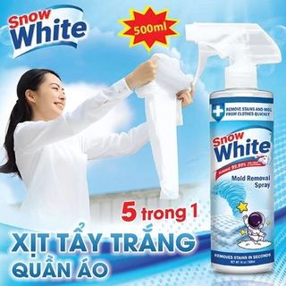 Chai Xịt Tẩy Trắng Quần Áo Snow White Chính Hãng 500ml - Tẩy Mốc, Ố Vàng, Không Phai Màu - Dùng Cả Vải Trắng, Màu