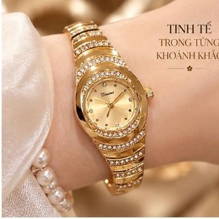 Set đồng hồ nữ đính đá phối trang sức cỏ bốn lá vàng sang trọng Gossie – Set Hoa Mai Cỏ Bốn Lá Hoàng Kim