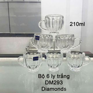 BỘ 6 LY THUY TINH CÓ QUAI 210ml DIAMONDS DM293 (T12)