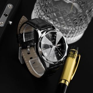 [MS STORE] Đồng hồ Nam VERSATI chính hãng sang trọng, lịch lãm , mặt cắt vát kim cương - M156