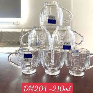BỘ 6 LY THUỶ TINH CÓ QUAI 210ml DIAMONDS DM204 (T12)