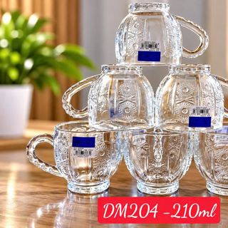 BỘ 6 LY THUỶ TINH CÓ QUAI 210ml DIAMONDS DM204 (T12)