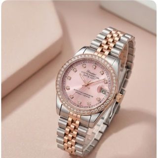 [ MS STORE ] Đồng Hồ Nữ Phối 2 Màu Đính Đá Sang Trọng, Mặt Hồng Thanh Lịch – B139
