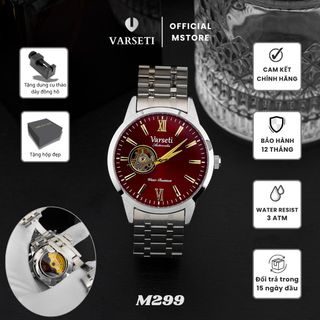 [ Deal 9k Đình Trưởng ] M299, M99 Đồng Hồ Nam Varseti Dây Thép Bạc Mặt Trắng Trải Tia Sang Trọng Lộ Cơ Góc 9H - M299 Không kịp mẫu kia thì còn mẫu M106