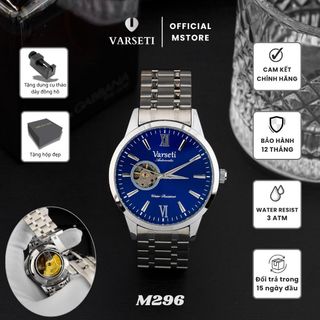 [ Deal 9k Đình Trưởng ] M296, M99 Đồng Hồ Nam Varseti Dây Thép Bạc Mặt Trắng Trải Tia Sang Trọng Lộ Cơ Góc 9H - M296