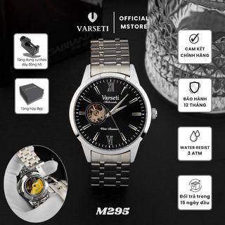 [VARSETI X NB ] Đồng Hồ Nam Varseti Dây Thép Bạc Mặt Trắng Trải Tia Sang Trọng Lộ Cơ Góc 9H - M295