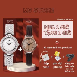 [Deal độc quyền MS Store x VINHBANHBO] Mua 1 đồng hồ dây thép đính đá - Tặng 1 đồng hồ dây da nhẹ nhàng - CB1