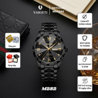 [ Deal 9K Đình Trưởng ] M282, M99 Đồng hồ Nam VARSETI Quartz dây thép đen cao cấp, mặt đen phối vàng sang trọng, lịch ngày tiện lợi Không kịp mẫu kia thì còn mẫu M99